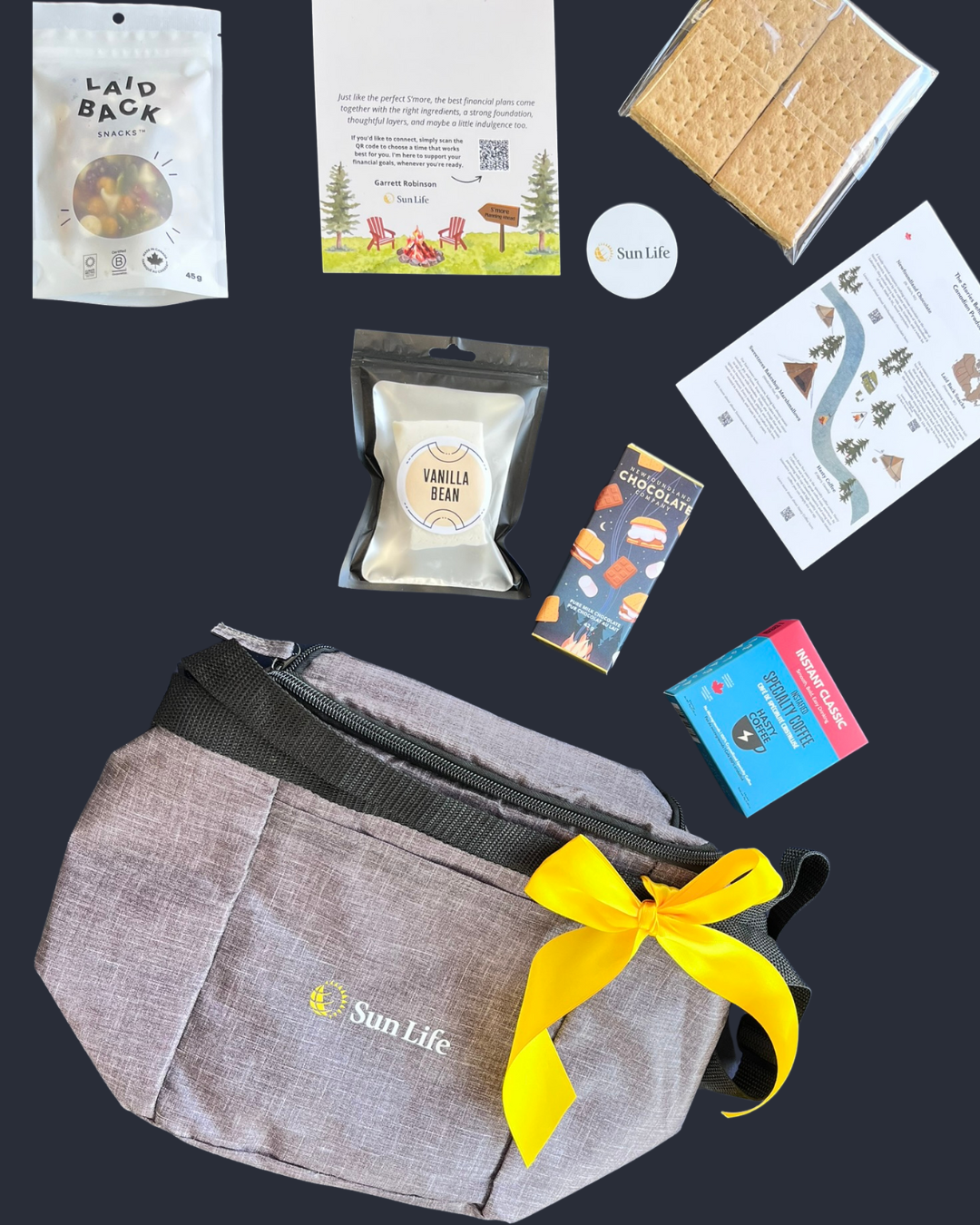 Corporate client gift cooler bag used as on-brand packaging for Sunlife campaign