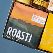 Roasti coffee bag in The Park Sherwood Park gift box.